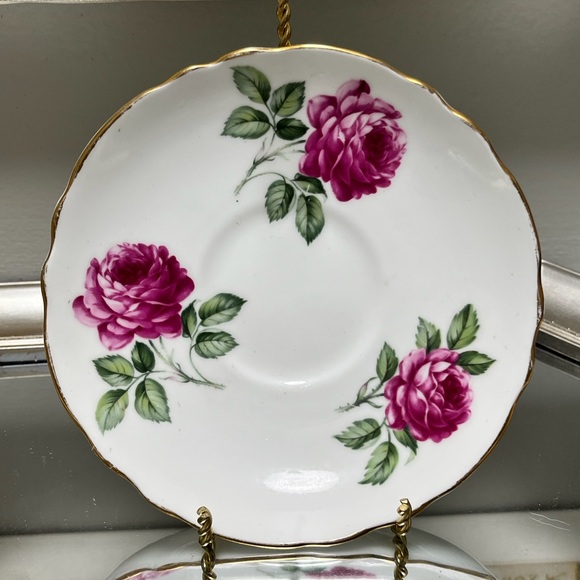 Crown Staffordshire Pink Flower Fine Bone China England Teacup and Saucer - Picture 3 of 10